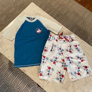 Disney Mickey Mouse Swim Trunks and Swim Shirt YM